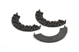 Ethnic Semi Circles, 1 Oxidized Brass Black Ethnic Semi Circle Pendants With 2 Loops (47x10x2mm) BS 1880 S323