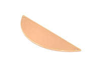 Half Round Wide Pendant, 2 Rose Gold Plated Brass Semi Circle Blanks (51x15x0.8mm) A0740 Q0287