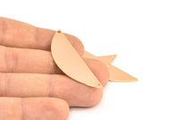 Half Round Wide Pendant, 2 Rose Gold Plated Brass Semi Circle Blanks (51x15x0.8mm) A0740 Q0287