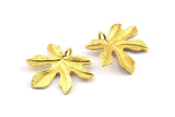 Brass Leaf Pendant, 4 Raw Brass Leaf Pendants, Charms, Earrings, Findings (26x20x2mm) U142