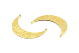 Hammered Crescent Pendant, 2 Raw Brass Hammered Crescent Pendants With 2 Loops (43x11x1mm) U147