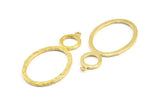 Brass Ring Pendant, 3 Raw Brass Oval Ring Pendant With 1 Loop, Earrings, Charms, Findings (48x25x1.6mm) U137