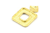 Brass Square Pendant, 2 Raw Brass Hammered Square Pendants  With 1 Hole, Earring Findings (36x24.5x1.7mm) U140