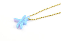 Blue Opal Dragonfly, 1 Synthetic Opal Dragonfly Bead, Dragonfly Charm, Beads (10x13mm) F060