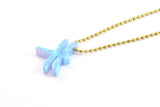 Blue Opal Dragonfly, 1 Synthetic Opal Dragonfly Bead, Dragonfly Charm, Beads (10x13mm) F060