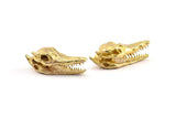 Brass Crocodile Skull, 1 Raw Brass Crocodile Skull With 1 Loop, Findings, Charms (27x9mm) BS 1878