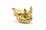 Brass Rhino Skull, 2 Raw Brass Rhino Skull With 1 Loop, Findings, Charms (21x16x9mm) BS 1879