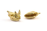 Brass Rhino Skull, 2 Raw Brass Rhino Skull With 1 Loop, Findings, Charms (21x16x9mm) BS 1879