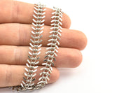 Fish Bone Chain, 2 Meters Silver Tone Brass Fish Bone Chain (11mm ) Z080