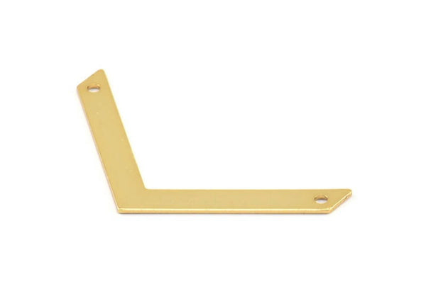 Tiny Chevron Pendant, 2 Gold Plated Brass Chevron Pendants With 2 Holes (50x5x0.80mm) N0630 Q0305