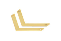 Tiny Chevron Pendant, 2 Gold Plated Brass Chevron Pendants With 2 Holes (50x5x0.80mm) N0630 Q0305