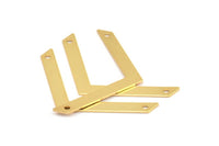 Tiny Chevron Pendant, 2 Gold Plated Brass Chevron Pendants With 2 Holes (50x5x0.80mm) N0630 Q0305