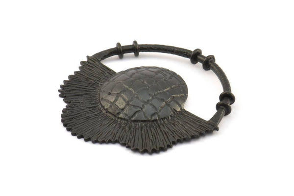 Siyah Çiçek Kolye, 1 Oksitlenmiş Pirinç Siyah Zarif Yarı Çiçek Küpe Parçası (41x42x1mm) U078 S349