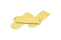 D Şekilli Halkalar - 2 Delikli 10 Ham Pirinç D Şekilli Konnektör (37x13x0,8 mm) BS 1930