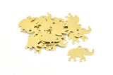 Brass Elephant Blank, 24 Raw Brass Elephant Blanks With 1 Loop (12x16x0.4mm) N0098