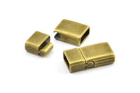 Leather Cord Clasp, 10 Antique Plated Zinc Alloy Magnetic Clasp For Leather Cord (28x15mm)