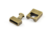 Leather Cord Clasp, 10 Antique Plated Zinc Alloy Clasp For Leather Cord (31x17.5x6.5mm)
