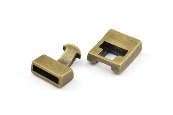 Leather Cord Clasp, 10 Antique Plated Zinc Alloy Clasp For Leather Cord (31x17.5x6.5mm)