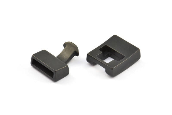 Leather Cord Clasp, 10 Black Plated Zinc Alloy Clasp For Leather Cord (31x17.5x6.5mm)