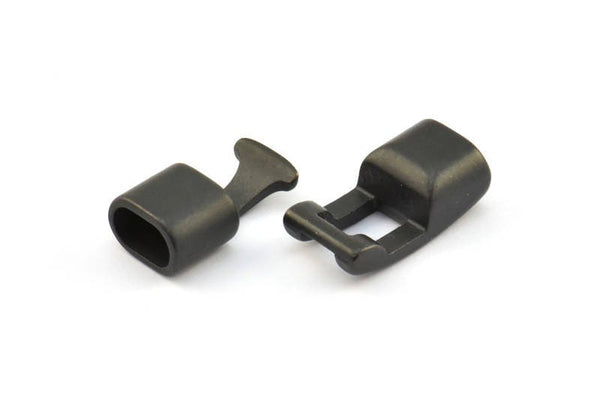 Leather Cord Clasp, 10 Black Plated Zinc Alloy Clasp For Leather Cord (35x12x9mm)