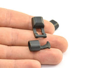Leather Cord Clasp, 10 Black Plated Zinc Alloy Clasp For Leather Cord (35x12x9mm)