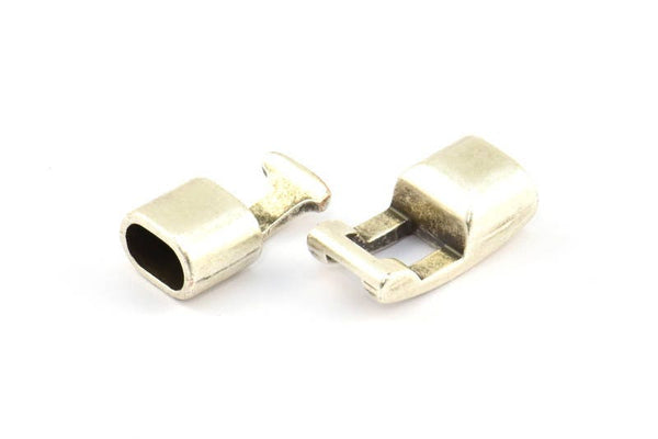 Leather Cord Clasp, 10 Antique Silver Plated Zinc Alloy Clasp For Leather Cord (35x12x9mm)