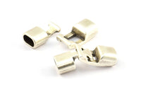 Leather Cord Clasp, 10 Antique Silver Plated Zinc Alloy Clasp For Leather Cord (35x12x9mm)