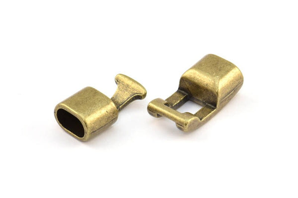 Leather Cord Clasp, 10 Antique Plated Zinc Alloy Clasp For Leather Cord (35x12x9mm)