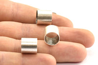 Antique Silver Tube Beads - 12 Antique Silver Plated Brass Tube Beads (12x12mm) Bs 1470 H0368