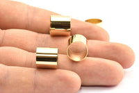 Gold Tube Beads - 6 Gold Plated Brass Tube Beads (12x12mm) Bs 1470 Q0331