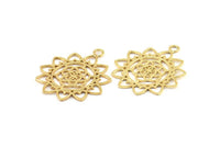 Gold Textured Pendant - 2 Gold Plated Brass Textured Pendants With Hearts (36x30x1.3mm) N0253 Q0119