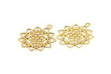 Gold Textured Pendant - 2 Gold Plated Brass Textured Pendants With Hearts (36x30x1.3mm) N0253 Q0119