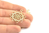 Gold Textured Pendant - 2 Gold Plated Brass Textured Pendants With Hearts (36x30x1.3mm) N0253 Q0119