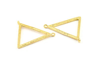 Reading Glasses Pendant, 2 Raw Brass Hammered Triangle For Glass With 2 Loops, Geometric Pendant, Findings (42x2.5x2.5mm) U117