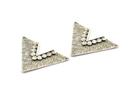Silver Chevron Pendant, 1 Antique Silver Plated Brass Geometric Chevron Pendants with 2 Holes (28x41x1mm) U087
