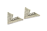 Silver Chevron Pendant, 1 Antique Silver Plated Brass Geometric Chevron Pendants with 2 Holes (28x41x1mm) U087