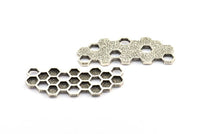 Antique Silver Honeycomb Pendant, 1 Antique Silver Plated Brass Honeycomb Pendant, Charms, Findings (57x21x2.4mm) U108 H0371