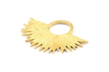 Brass Sun Pendant, 2 Raw Brass Textured Sunny Pendants (41x30x1.2mm) U041