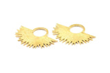 Brass Sun Pendant, 2 Raw Brass Textured Sunny Pendants (41x30x1.2mm) U041
