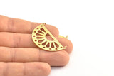 Ethnic Sun Pendant, 2 Raw Brass Semi Circle Pendant With 2 Loops (38x22x1mm) BS 1944