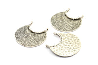 Etnik Hilal Kolye, 2 Halkalı 1 Antik Gümüş Kaplama Pirinç Etnik Hilal Kolye (34x22x1mm) U110 H0363
