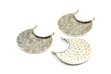 Etnik Hilal Kolye, 2 Halkalı 1 Antik Gümüş Kaplama Pirinç Etnik Hilal Kolye (34x22x1mm) U110 H0363