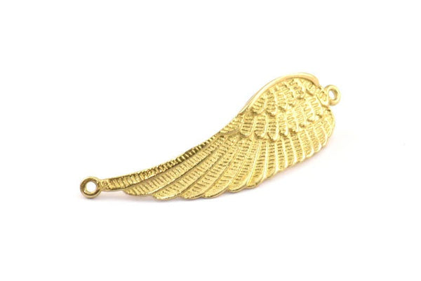 Brass Wing Pendant, 4 Raw Brass Wing Pendant With 2 Loops, Earring, Jewelry Findings (43x13x1.5mm) BS 1959