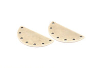 Yarım Ay Tılsımı, 7 Delikli 5 Antik Gümüş Kaplamalı Pirinç Yarım Daire Boşluğu (30x15x0,8 mm) B0160