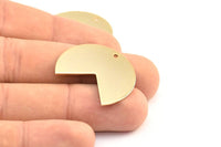Gold Pizza Slice, 2 Gold Plated Brass Three Quarters Stamping Blank Pendants with 1 Hole (30x25x0.80mm) B0169