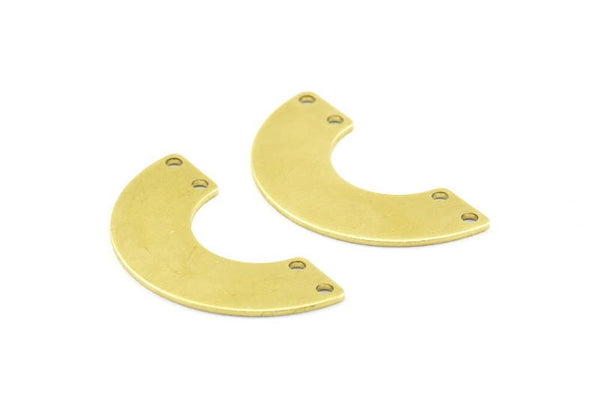 Brass Geometric Pendant, 24 Raw Brass Semi Circle Blanks With 4 Holes, Geometric Pendant, Findings (30x15x8x0.8mm) BS 1844