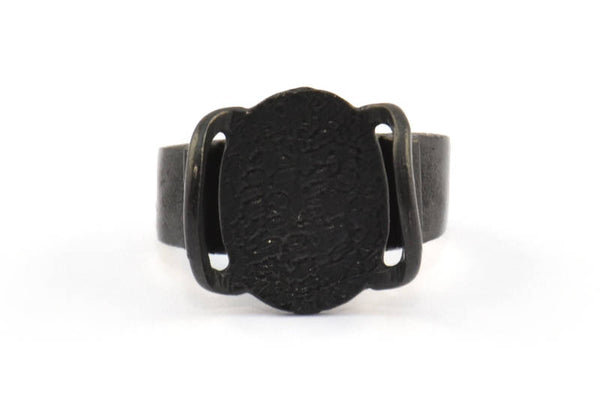 Black Ring Setting, 1 Oxidized Brass Black Gorgeous Ring Settings With 2 Claws, Ring Blanks (14.5x12.5x1.2mm) BS 1911