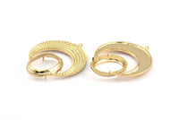 Gold Crescent Pendant, 1 Gold Plated Brass Crescent Pendants With 1 Loop and 15.5x20mm Pad Setting (43x34x2.8mm) BS 1885 Q0414
