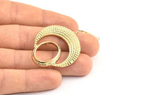 Gold Crescent Pendant, 1 Gold Plated Brass Crescent Pendants With 1 Loop and 15.5x20mm Pad Setting (43x34x2.8mm) BS 1885 Q0414