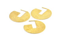Geometric Earring Findings, 2 Raw Brass Semi Circle Textured Earring Findings  (36.5x1mm) BS 1976